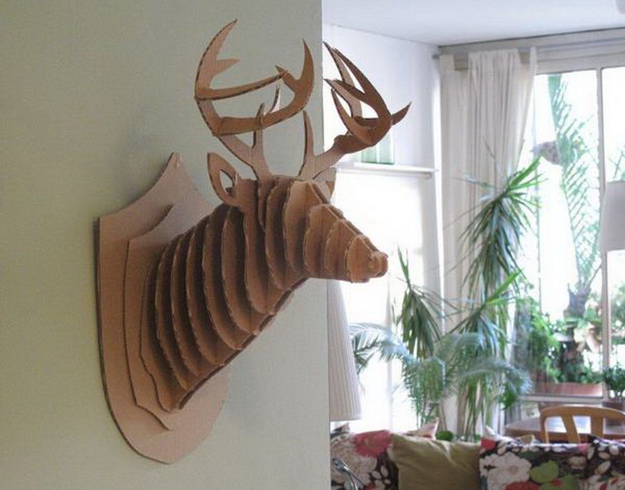 Hunting Trophy Modern Deer Animal Head Diy Cardboard Interior Wall