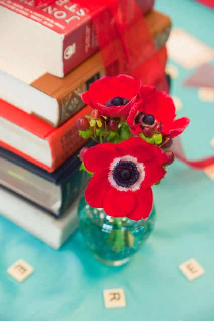 red and blue wedding centerpieces