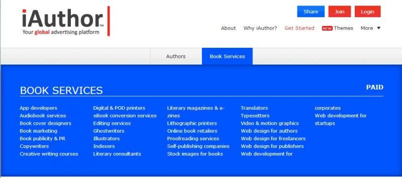 Book Service Categories on iAuthor