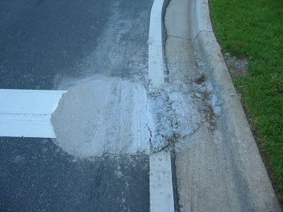 Concrete spill before demolition