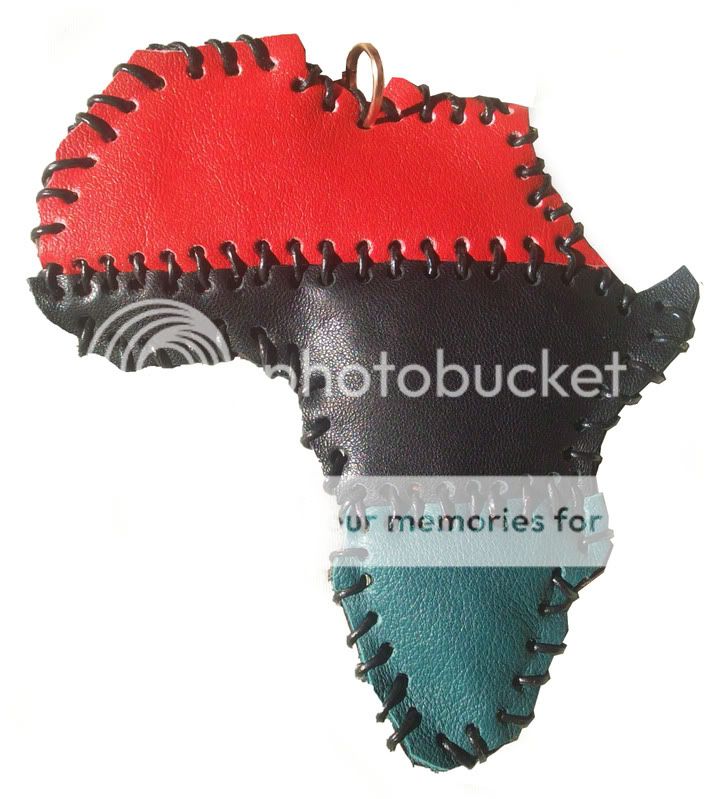 RED, BLACK / YELLOW & GREEN LEATHER AFRICAN MEDALLION  