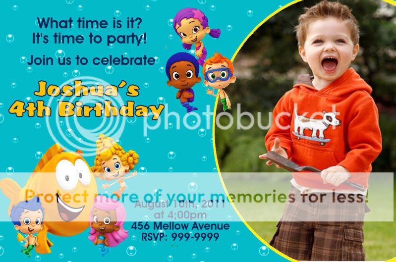 BUBBLE GUPPIES BIRTHDAY PARTY INVITATIONS 24hr Service UPRINT 4x6 or 