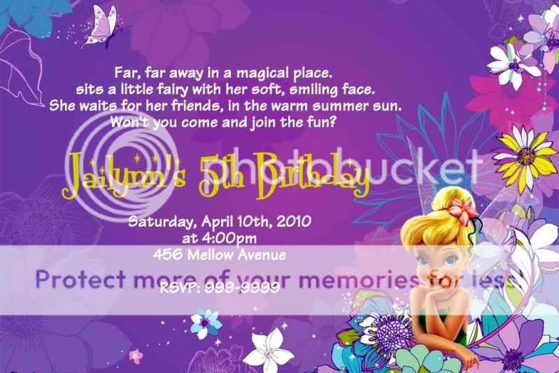 15) Tinkerbell Personalized Custom Birthday Invitation  