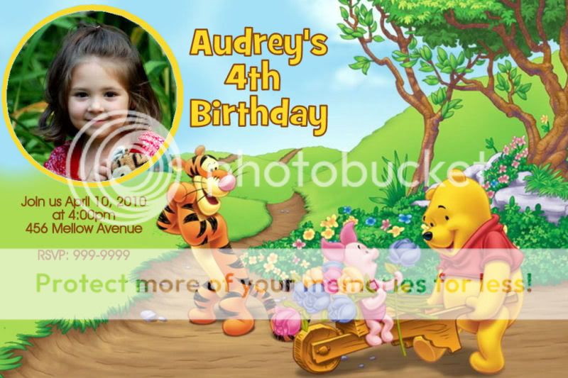 WINNIE THE POOH BIRTHDAY PARTY INVITATIONS ~ DIGITAL 5x7 or 4x6/ 24 hr 