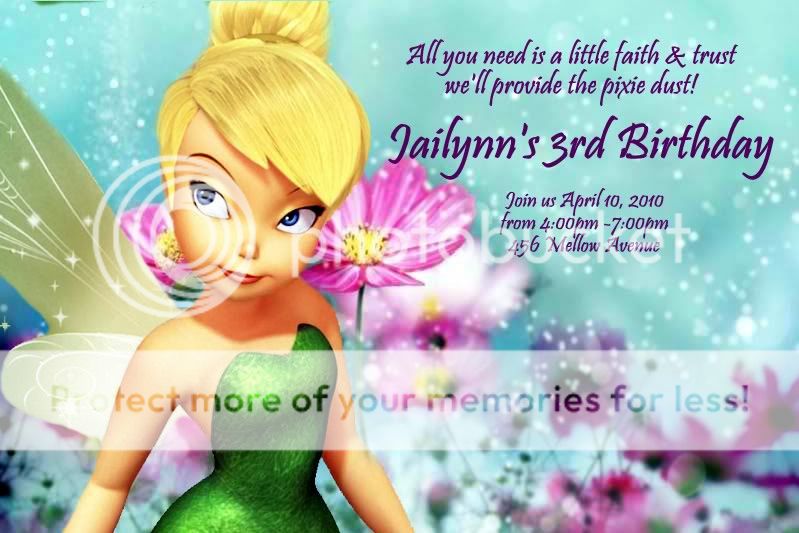 Tinkerbell Personalized Custom Birthday Invitation  