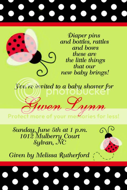 Ladybug Baby Shower Invitations Set of 15 w/ envelopes  