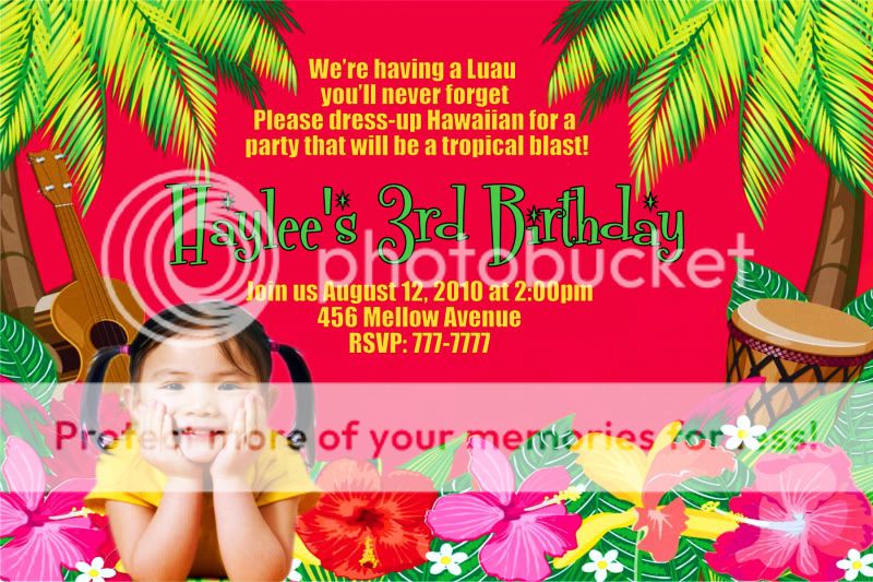 Hawaiian Luau Beach Personalized Birthday Invitation  