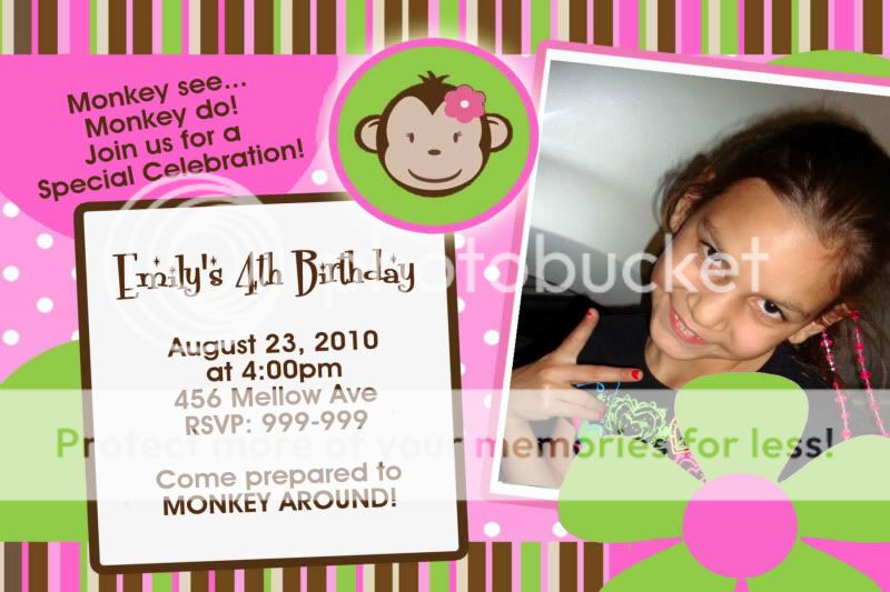 Mod Monkey Photo Personalized Birthday Invitation  