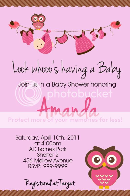 Sweet Owl Baby Shower Birthday Invitations U Print Boy or Girl  