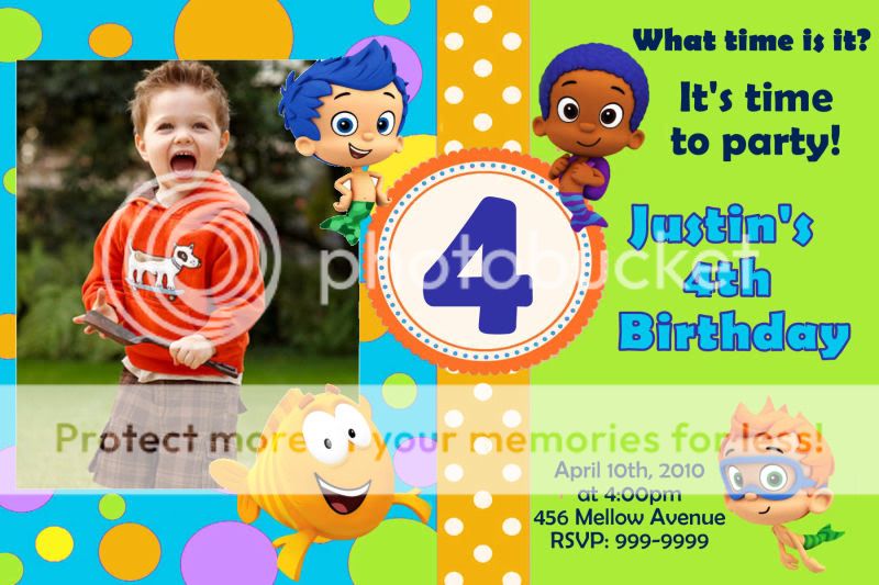 BUBBLE GUPPIES BIRTHDAY PARTY INVITATIONS 24hr Service UPRINT 4x6 or 