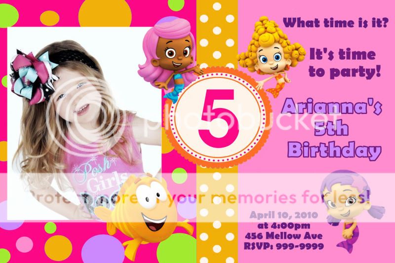 BUBBLE GUPPIES BIRTHDAY PARTY INVITATIONS 24hr Service UPRINT 4x6 or 