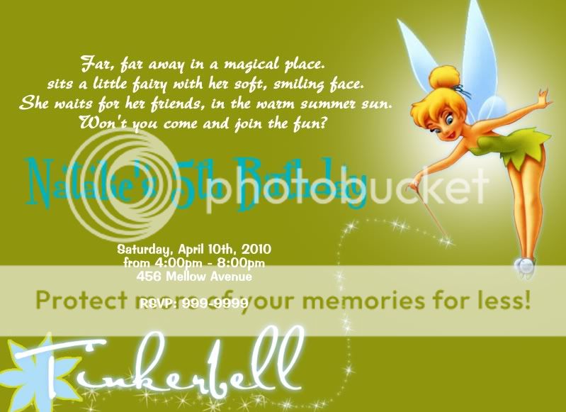 Tinkerbell Personalized Custom Birthday Invitation  