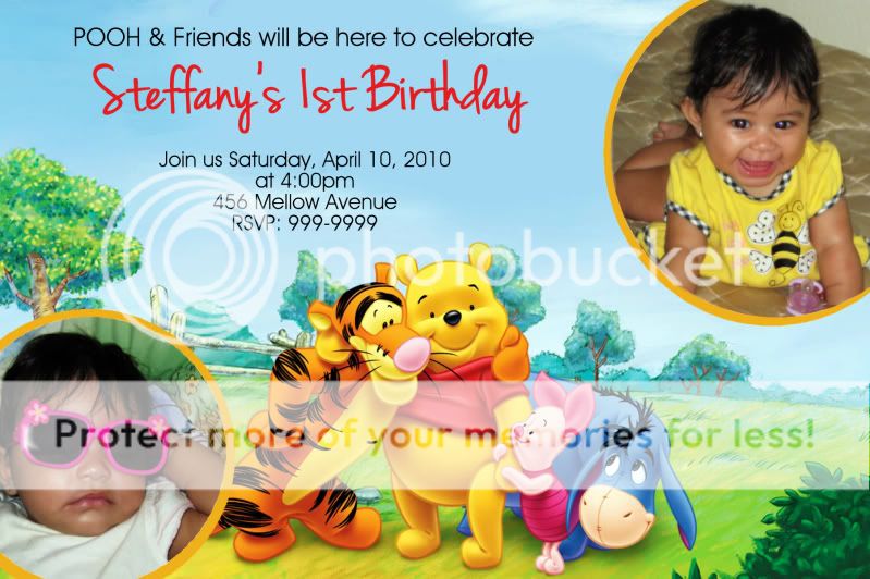 WINNIE THE POOH BIRTHDAY PARTY INVITATIONS ~ DIGITAL 5x7 or 4x6/ 24 hr 