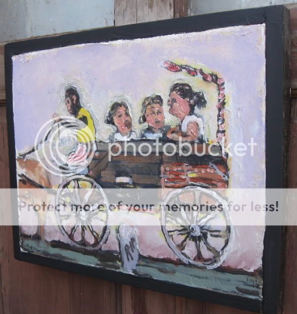 Cart Ride Jolly Chimp Tramp Circus Painting Orginal
